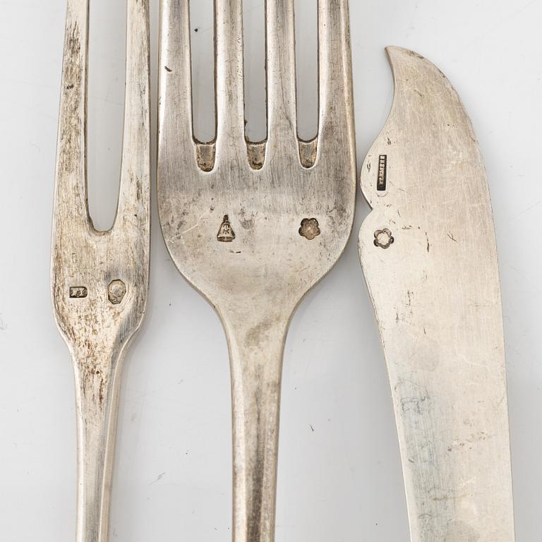 Besticksuppsättning, silver, 91 delar, Ungern, 1937-66.