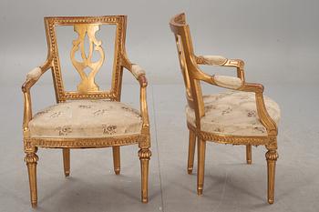KARMSTOLAR, ett par, Louis XVI, 17/1800-tal.