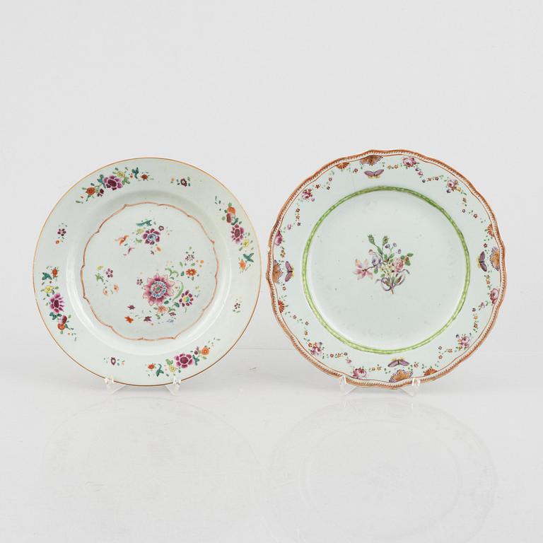 Four export porcelain plates, China, Qianlong (1736-95).