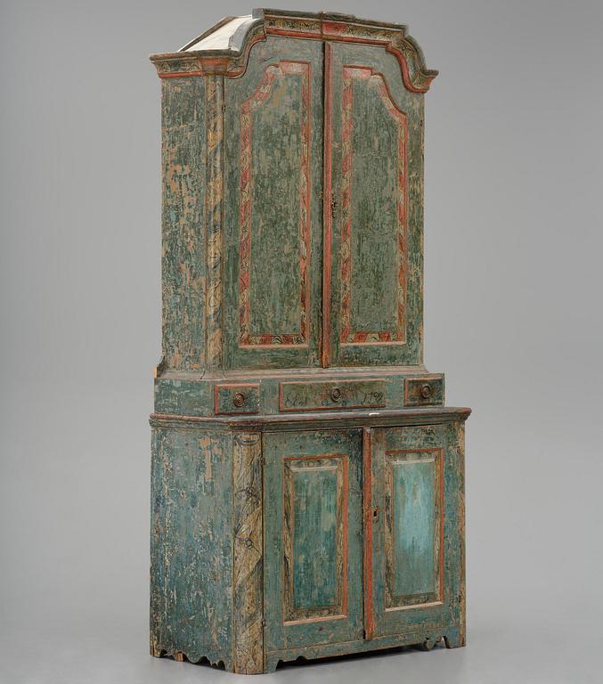 A Swedish polychrome-painted rococo cabinet, late 18th century.