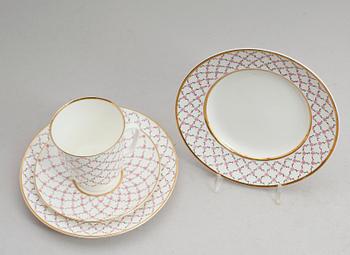 TESERVIS, 20 delar, porslin, Lomonosov, Ryssland, 1900-talets mitt.