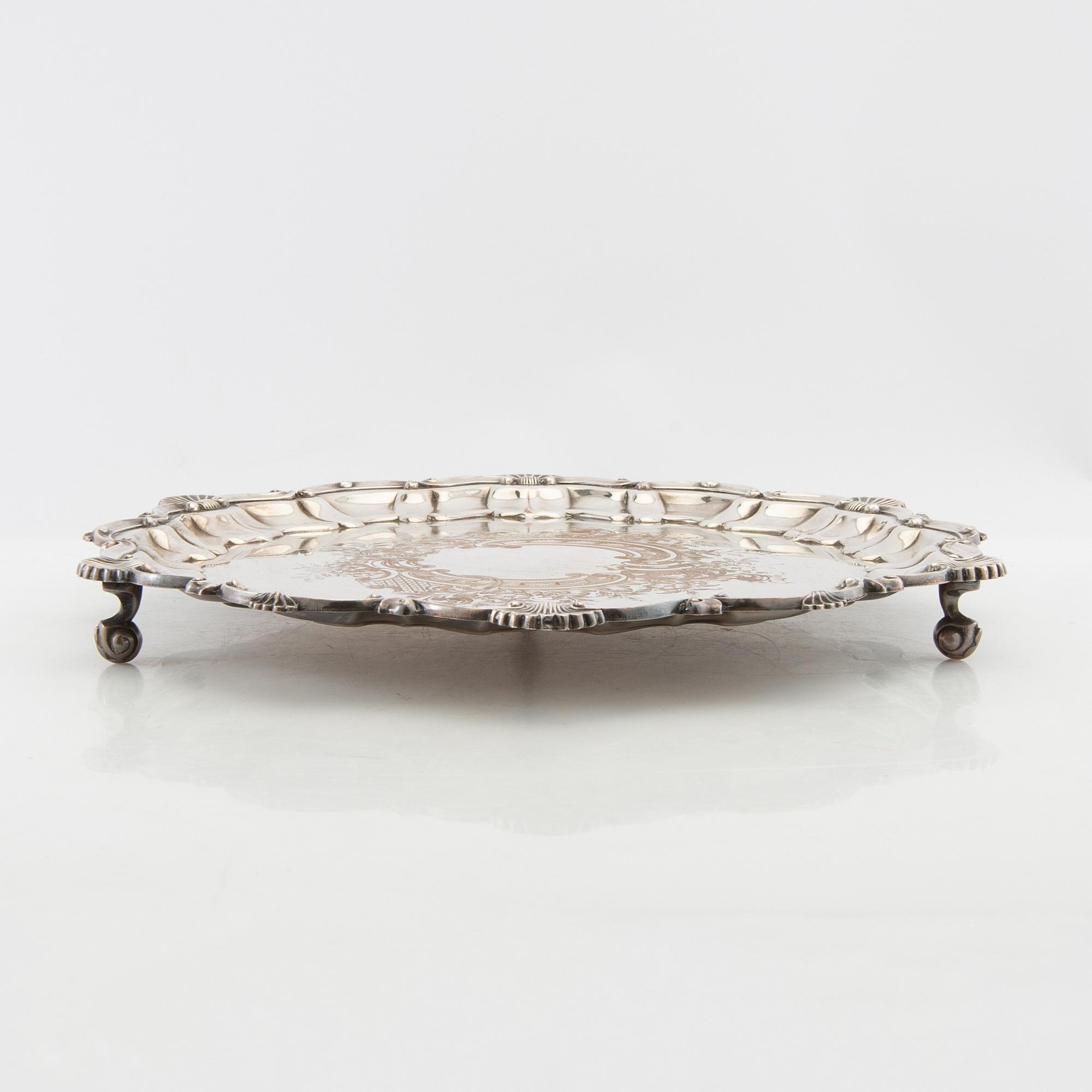 Trays 3 pcs, including England, silver-plated, first half of the 20th century.