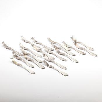 Table forks, 18 pcs, silver, 19th century.