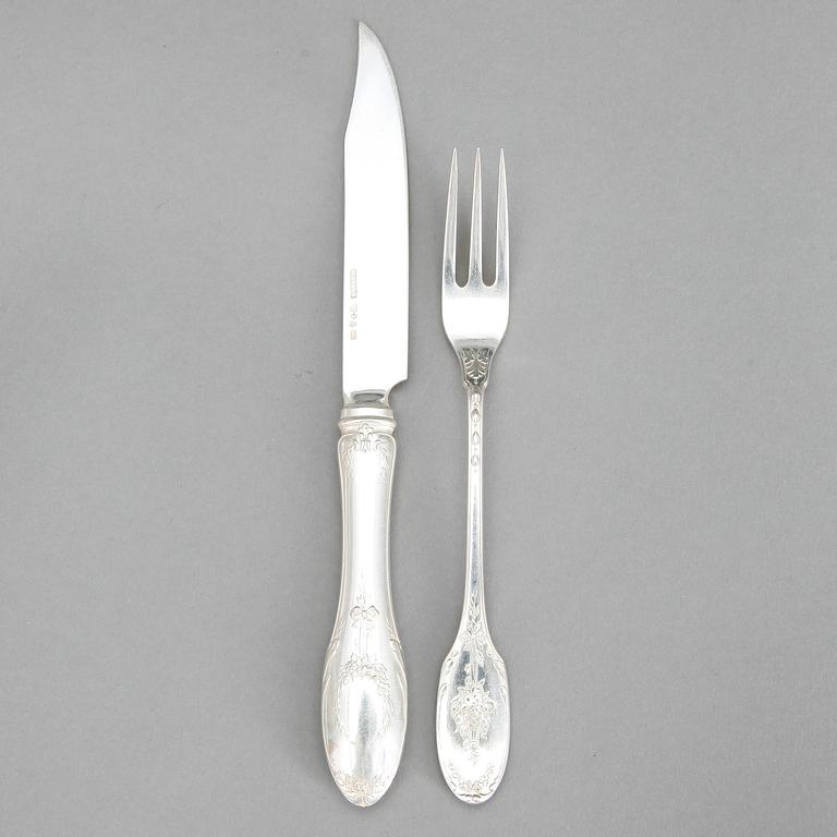 FRUKTBESTICK, 16 delar, silver, WA Bolin. Stockholm 1930-40-tal. Tot ca 510 gram.