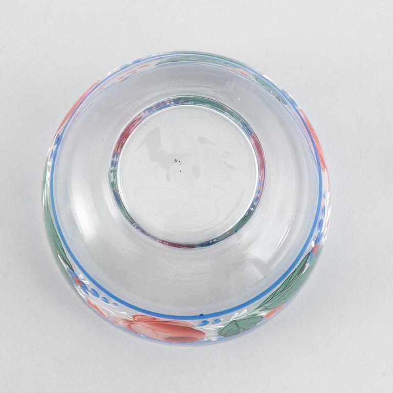 Skålar, glas 12 st, rosdekor, möjligen Ryssland, 1900-tal.