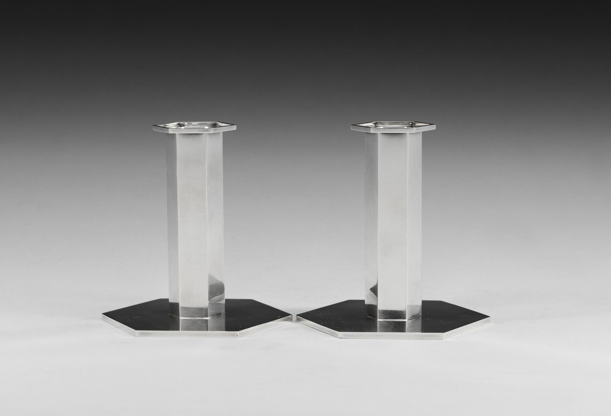WIWEN NILSSON, ljusstakar, 1 par, Lund 1973, sterling.