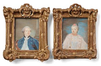 917. Gustaf Lundberg, circle of, Portrait of a gentleman and lady, probably depicting Fredrik Ulrik Insenstierna (1723-1768) & his wife "Sofia Charlotta".