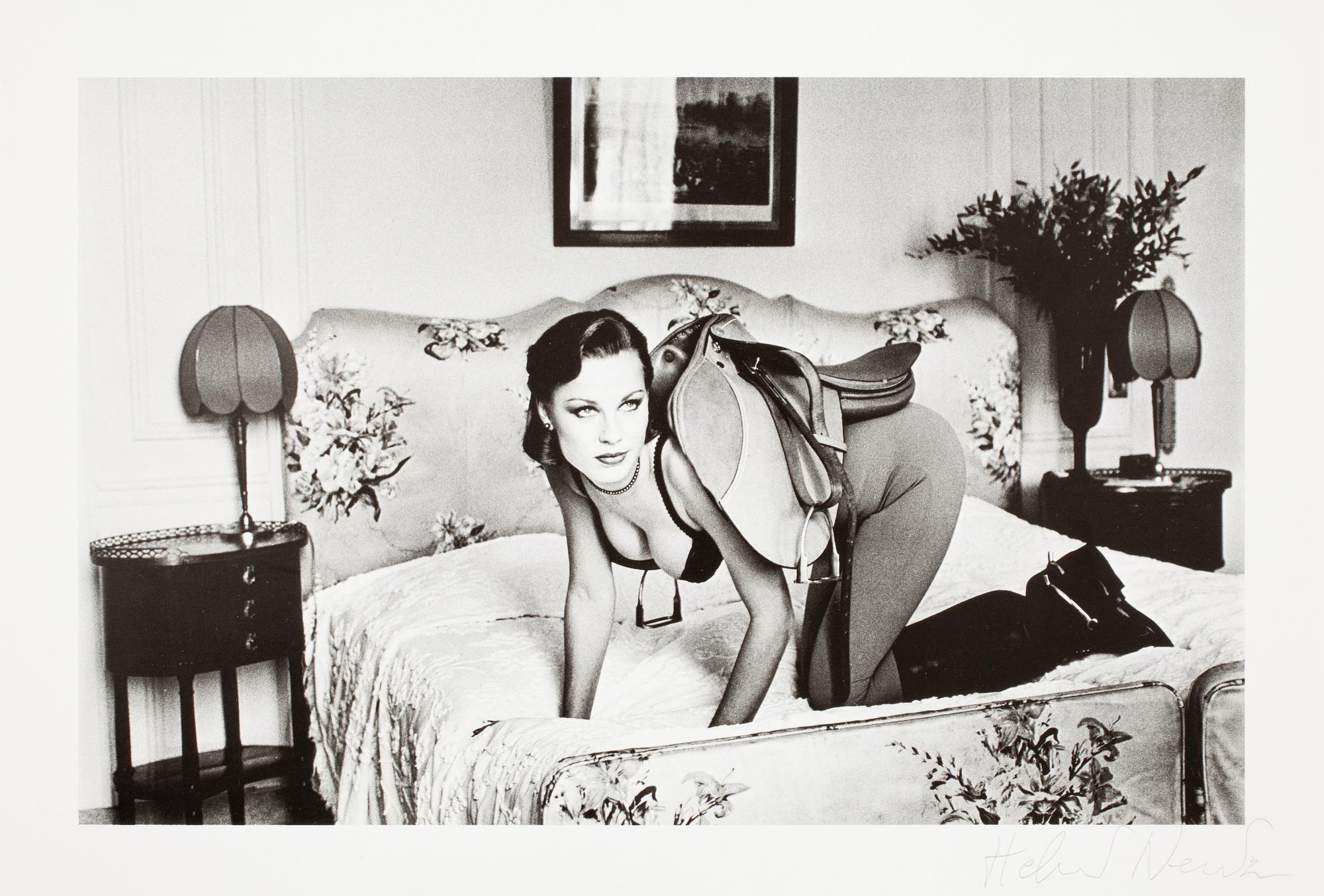 HELMUT NEWTON, "Saddle 1", Paris, 1976, offsetlitografi, sign.