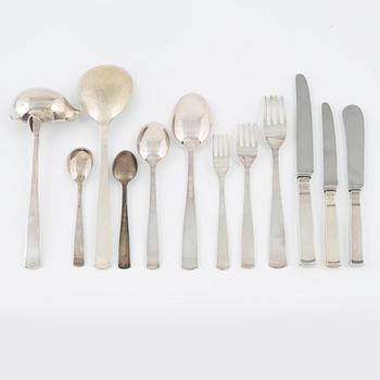 Jacob Ängman, besticksuppsättning, silver, 85 delar, "Rosenholm", GAB, Stockholm, 1955-1991.