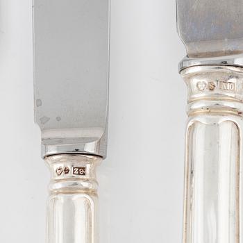 Cutlery set, pieces, silver, "Svensk rund", GAB, Eskilstuna, 1974-1975.