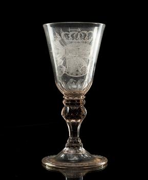 PRAKTPOKAL, glas. Sverige, Kungsholms glasbruk, 1700-tal.
