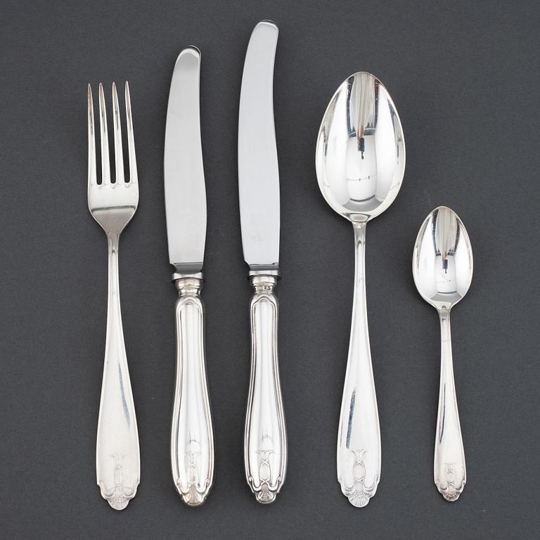 GAB, a 'Vasa' part silver cutlery, Stockholm, second half of the 20th century (44 pieces).