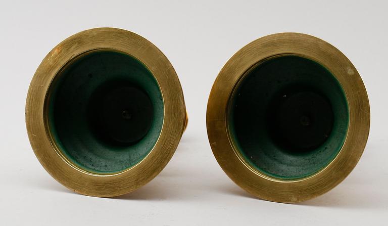 LJUSSTAKAR, 1 par, mässing, barockstil, 1900-tal.