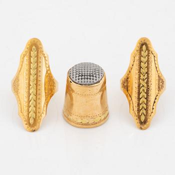 18K thimble and two rings.