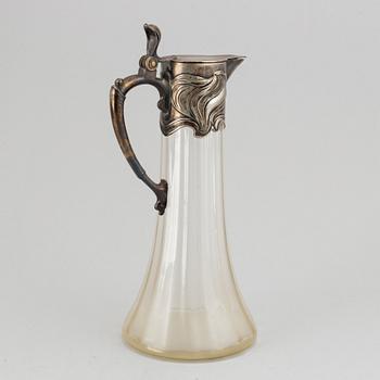 Württembergische Metallwarenfabrik, WMF, an art nouveau glass and silver plate decanter, early 20th century.