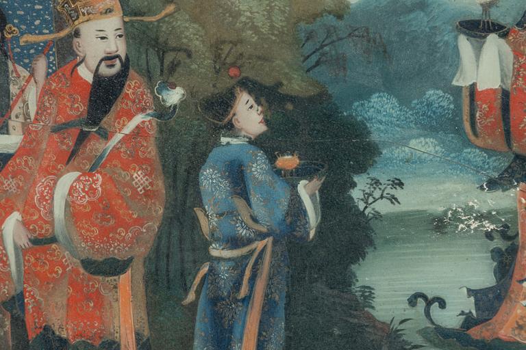 A Chinese reverse glass painting, circa 1800.