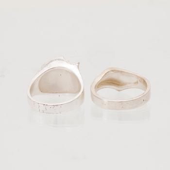 Björn Weckström, ringar 2 st silver "Sung" samt "Khimaira", Lapponia Finland 1988.