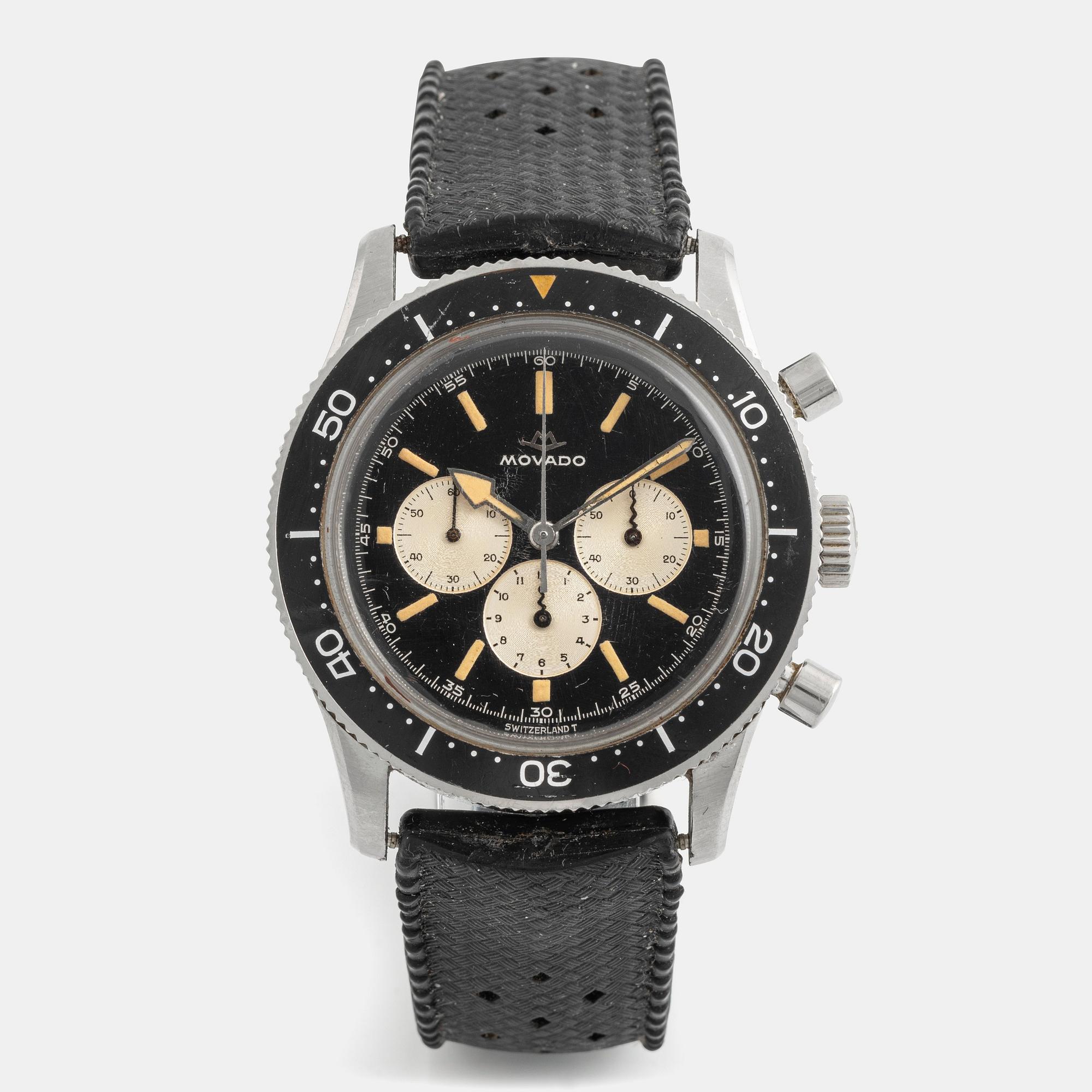 Movado, Super Sub-Sea, "M95", "Snake Hands", chronograph, ca 1965.