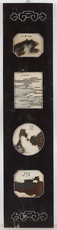 A set of eight panels with 32 dreamstone plaques, late Qing dynasty (1644-1912).