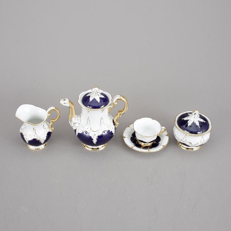 KAFFESERVIS, 9 delar, porslin, rokokostil, Meissen, 1900-tal.