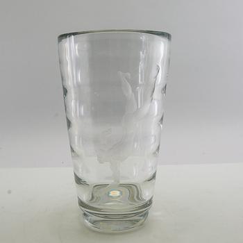 Vicke Lindstrand, vase, glass, "Pearl Fisher", Orrefors, 1930s.