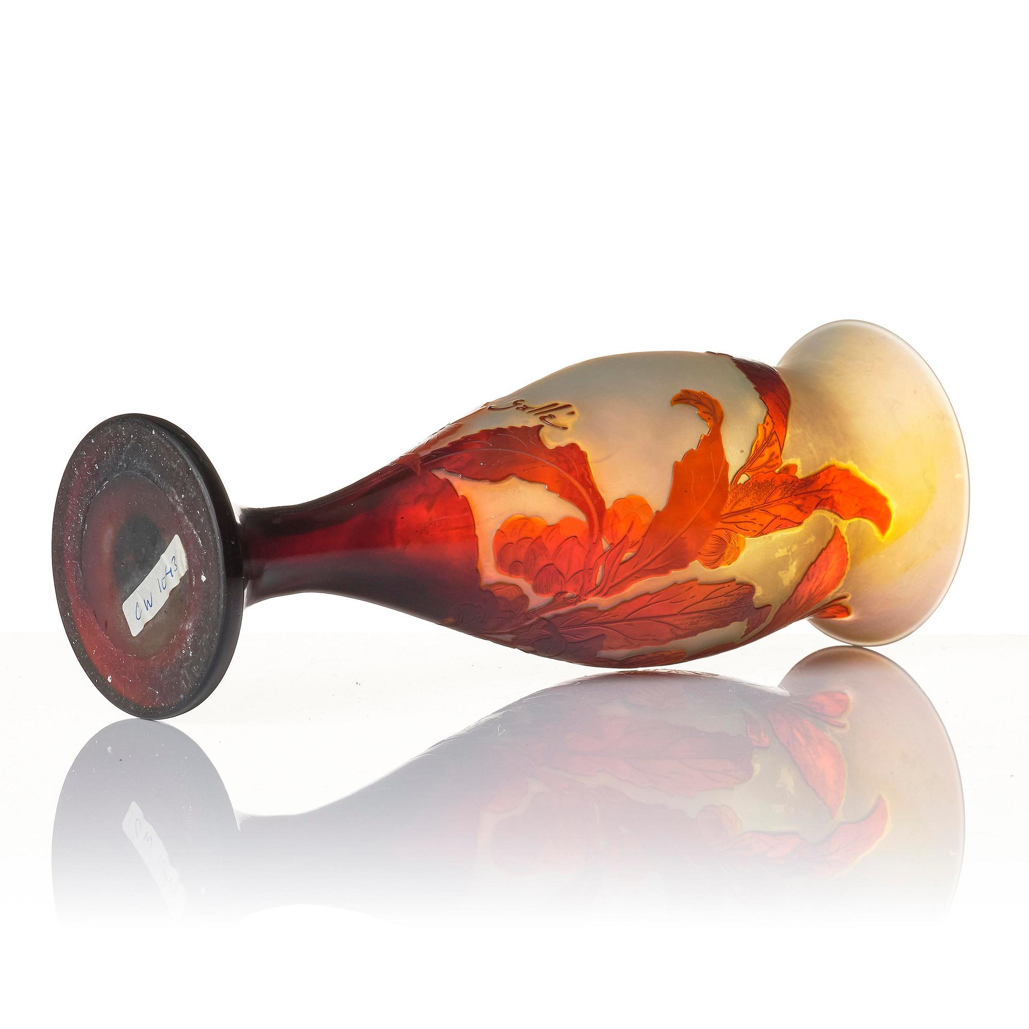 Emile Gallé, an Art Nouveau cameo glass vase, Nancy, France, early 1900s.