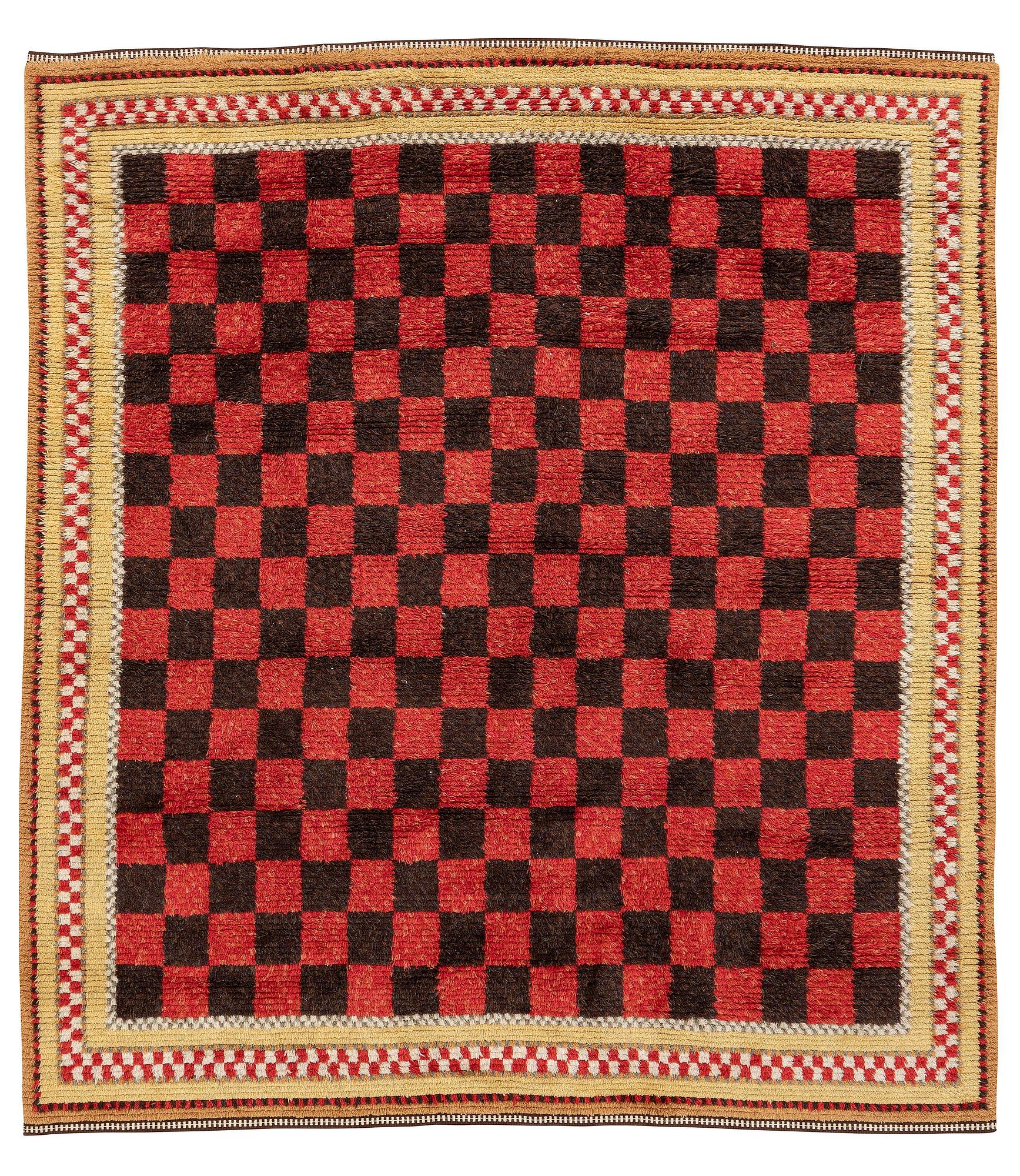 A knotted pile carpet, c. 269 x 244 cm, Norrbottens Läns Hemslöjd.