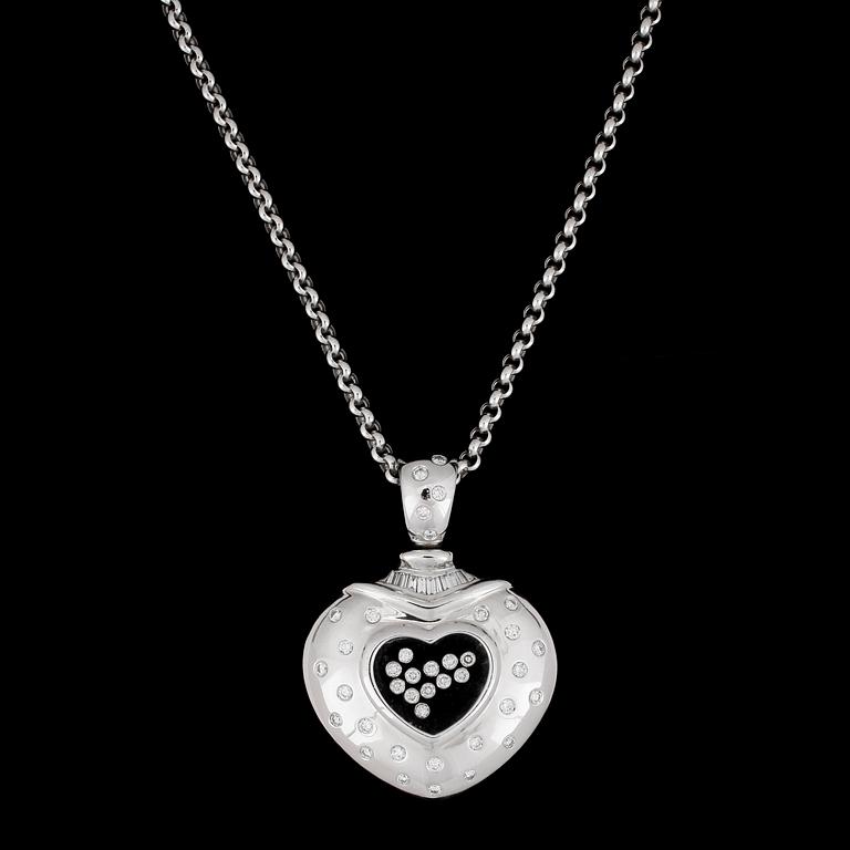 A brilliant cut diamond heart necklace, tot. app. 2.50 cts.