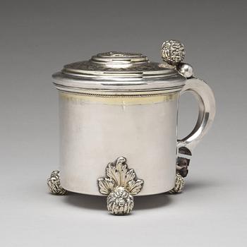 Michel Beck, dryckeskanna, silver, Stockholm (verksam -1630-1673). Barock.