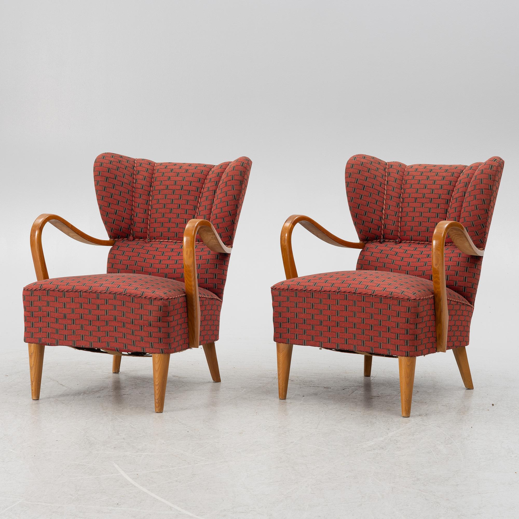 A pair of armchairs, first half of the 20th century, Swedish Modern.