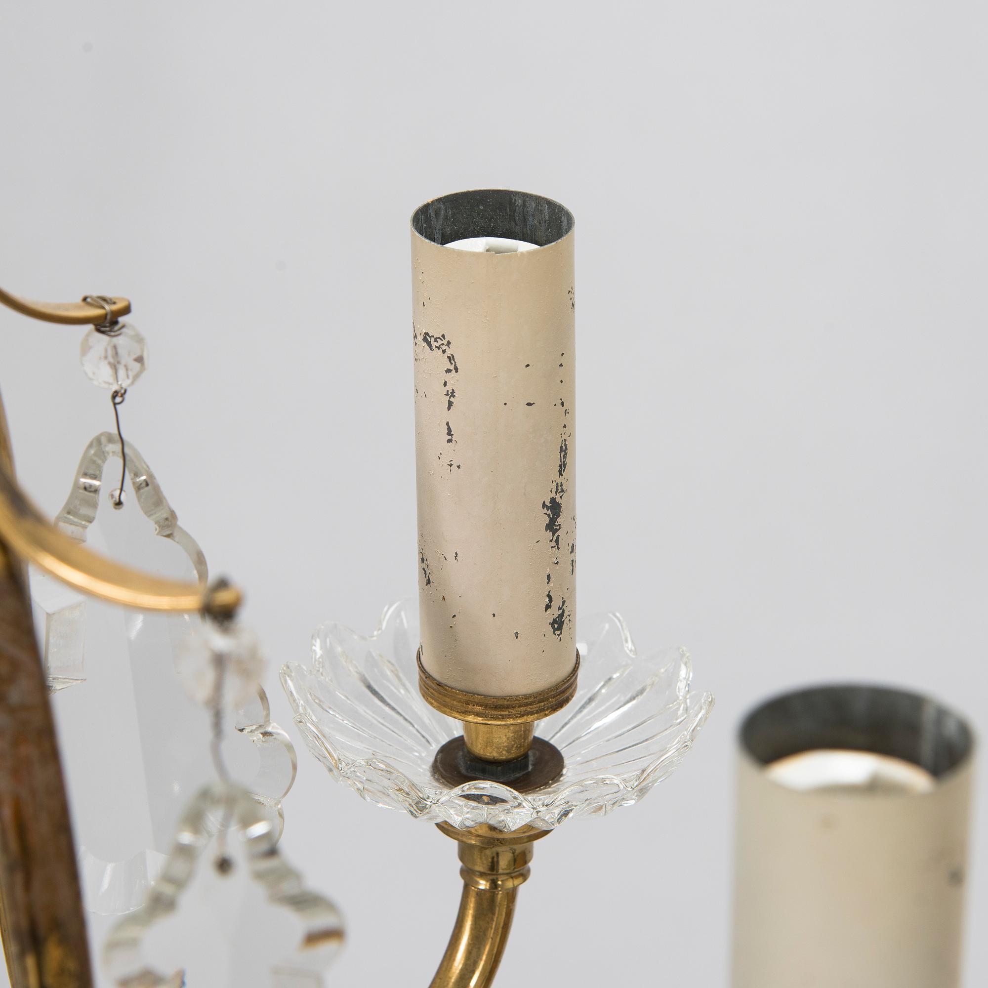 Paavo Tynell, kristallkrona, modell 1465/6, Taito 1900-talets mitt.