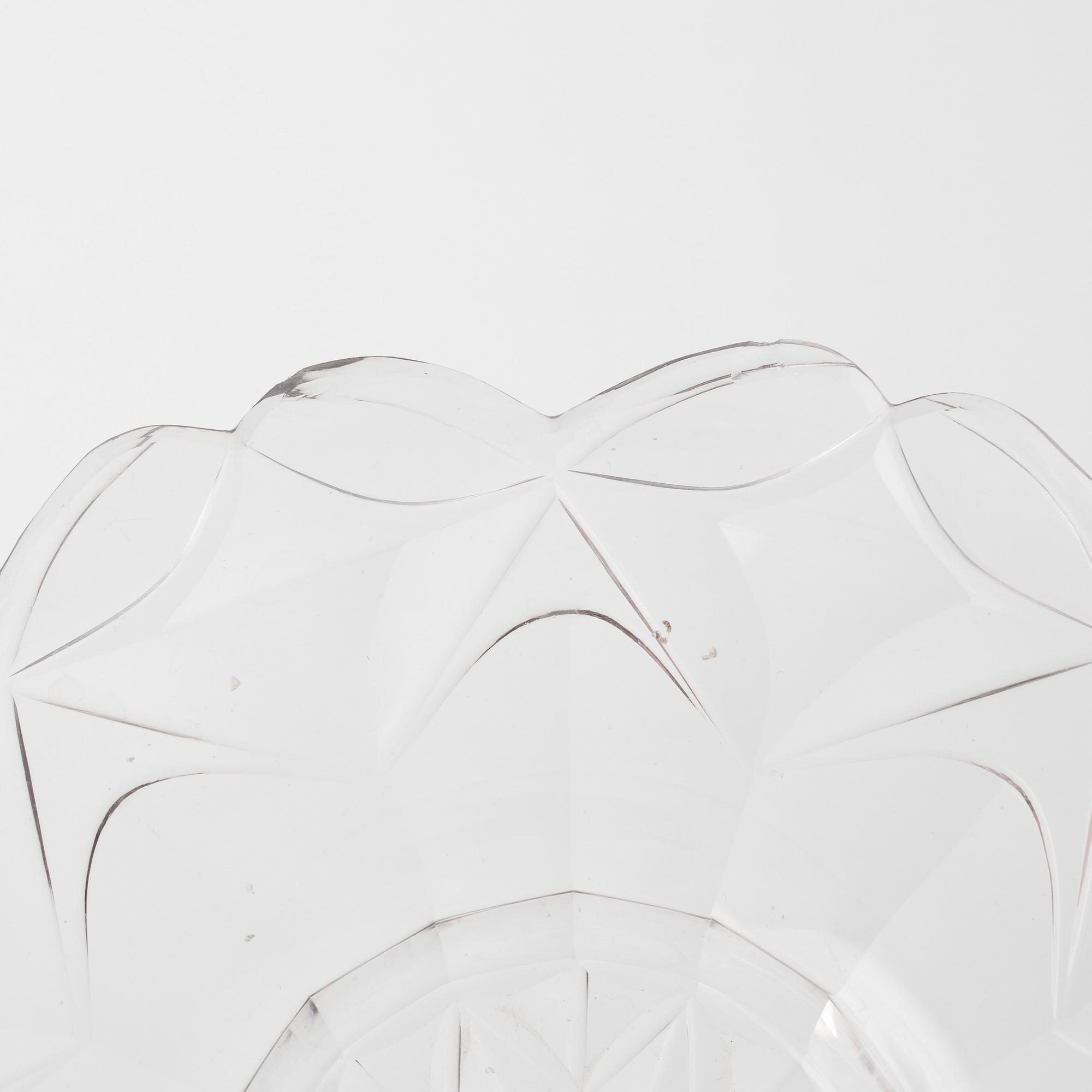 A pair of lidded glass bowls with stands, late 19th century.