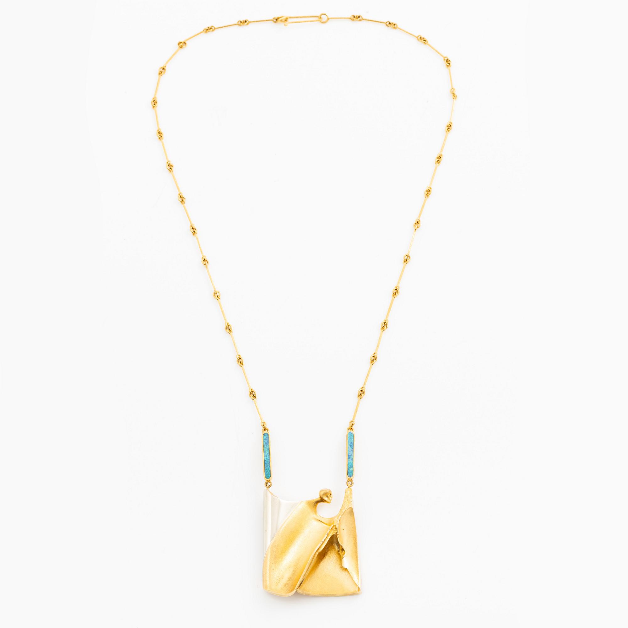 Björn Weckström, a necklace "Kardinal", 18K gold and platinum with opal details, Finland 1979. For Lapponia.