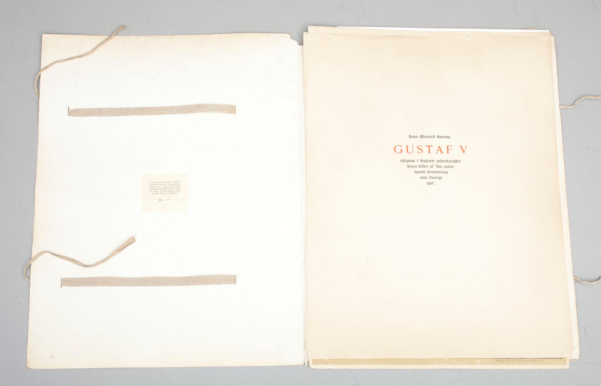 LOUIS SPARRE, grafikmapp, litografier 2 st, signerad och daterad Wisby 1911.