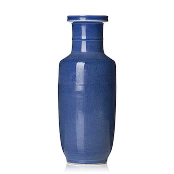 970. A powder blue roleau vase, Qing dynasty, 18th century.