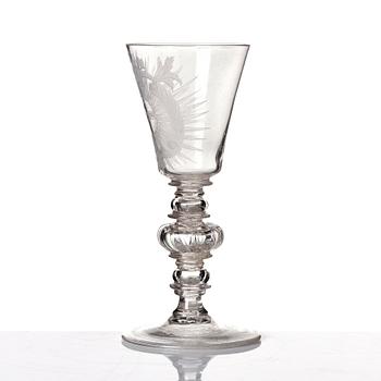 Pokalglas, möjligen Kungsholms glasbruk. 1700-tal.