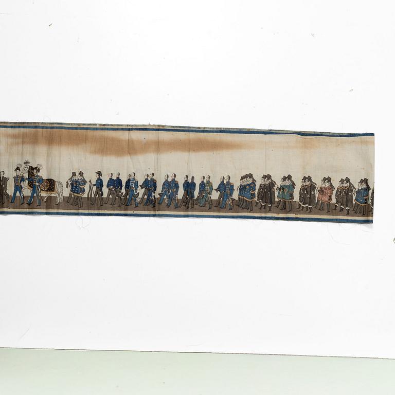 Minnesbonaden från 1844 över Karl XIV Johans begravningståg.