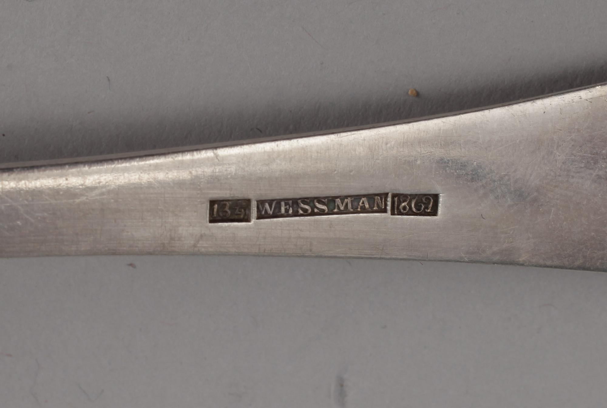 PARTI SILVER, 6 delar, bland annat Wessman, 1862. Vikt ca 360 gram.
