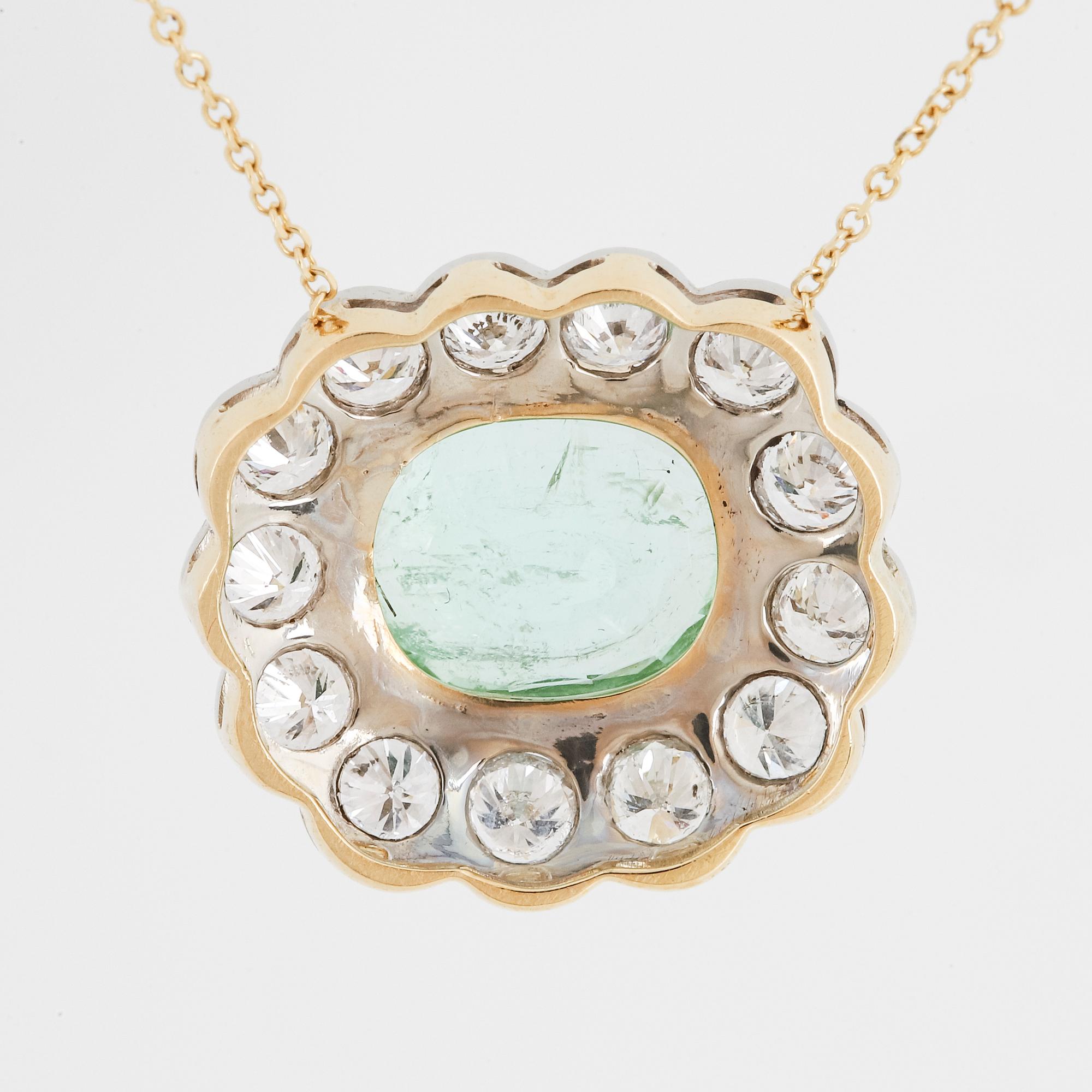 Tourmaline and brilliant-cut diamond pendant.