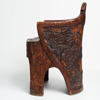 Gustaf Fjaestad, a pair of Art Nouveau carved pine chairs "stabbestolar", Arvika Sweden 1908-09.