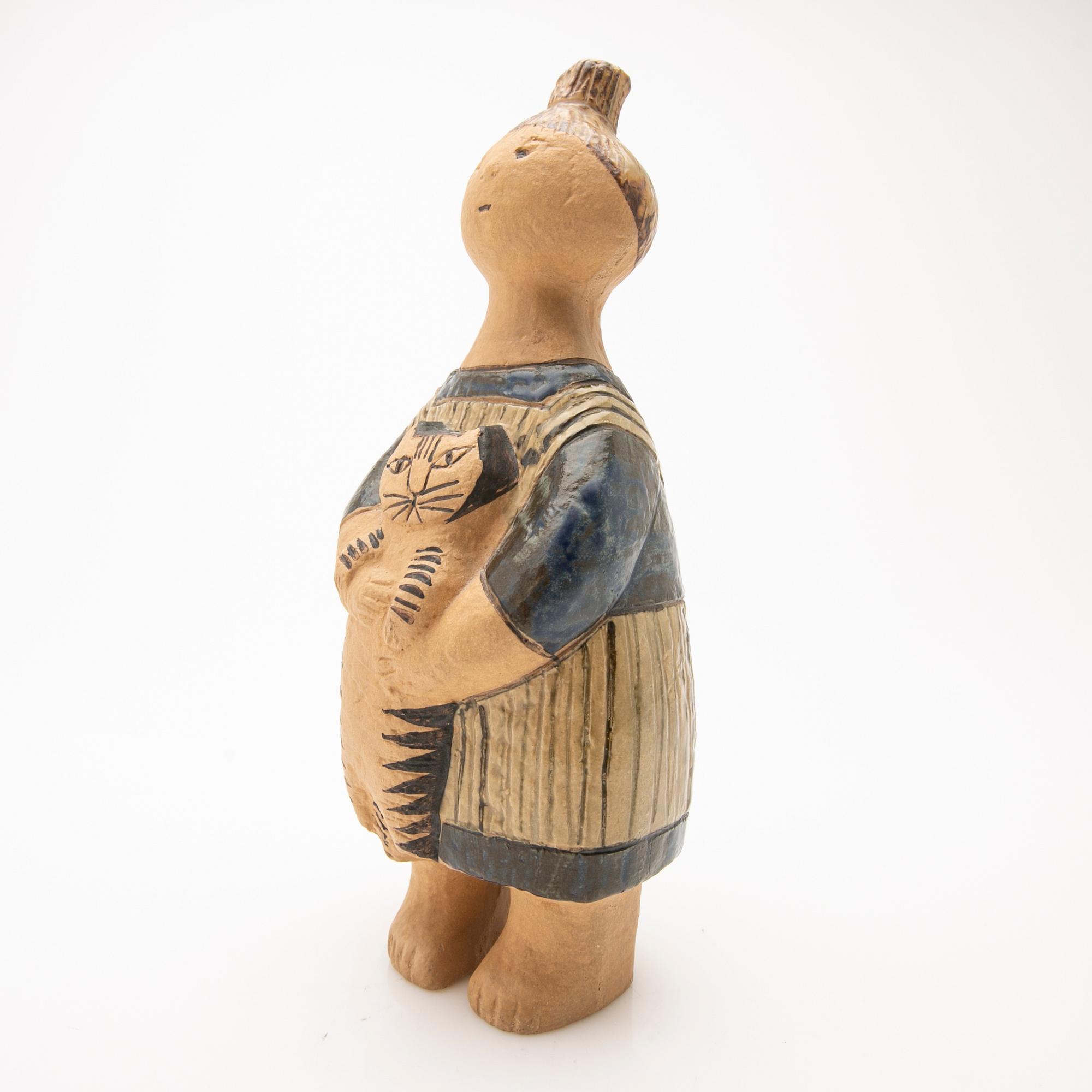 Lisa Larson, “Stina with Cat”, figurine, Gustavsberg, 1950s/60s.