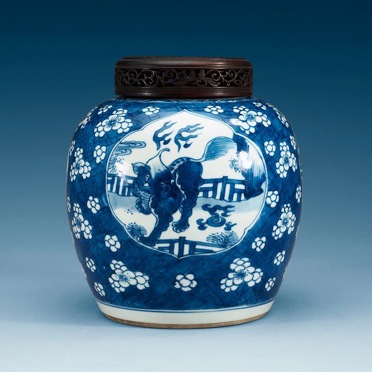 A blue and white jar, Qing dynasty, 18th Century.