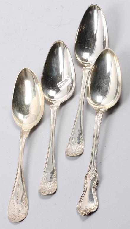 MATSKEDAR, 7 st, silver, bla Stockholm 1864.