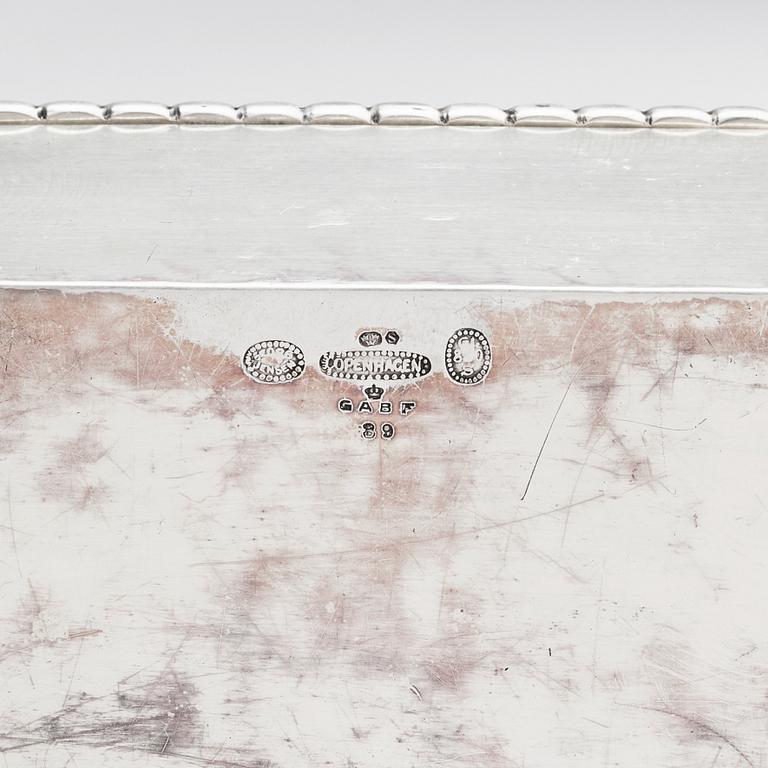 Georg Jensen, an 830/1000 silver box, Copenhagen 1915-1919, design nr 39, Swedish import marks GAB F.