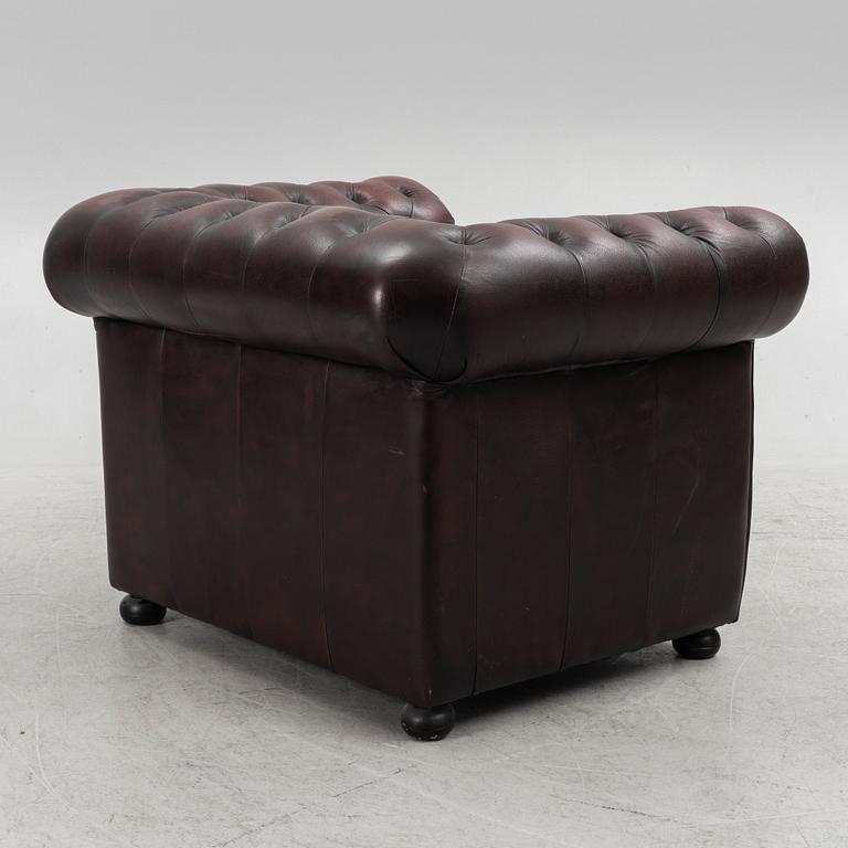 Sofa and armchair, Chesterfield, second half of the 20th Century.
