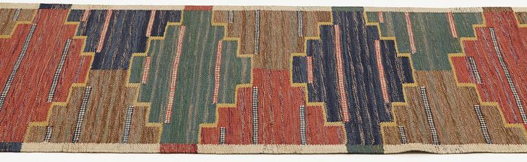 Märta Måås-Fjetterström, MATTO, A RUNNER, "Blå heden", flat weave, ca 192,5 x 85-86 cm, signed AB MMF.