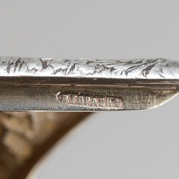 A parcel gilt samorodok low-grade silver cigarette case by Vladimir Gordon S.t Petersburg.