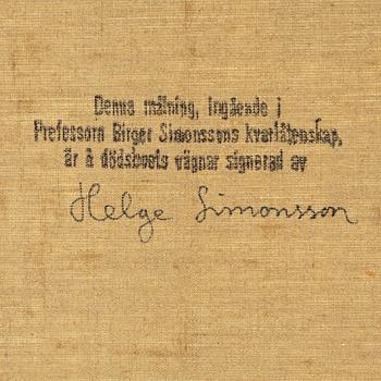 Birger Simonsson, oil on canvas, stamped signature.