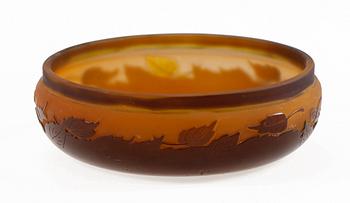 SKÅL, glas, överfång, Gallé Nancy. 1900-talets början.