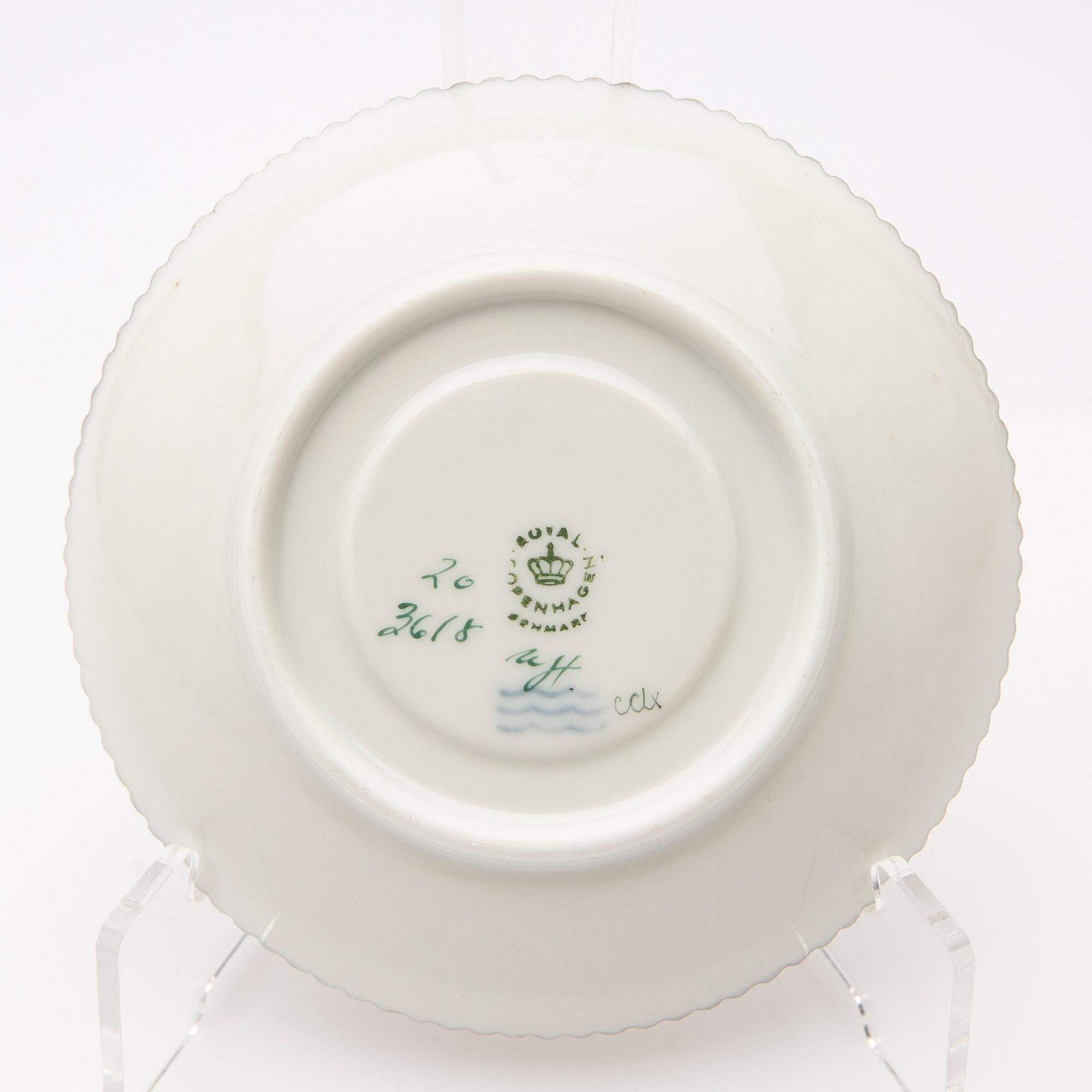 Coffee cup with saucer, porcelain, "Flora Danica", Royal Copenhagen, Denmark, 20th century.